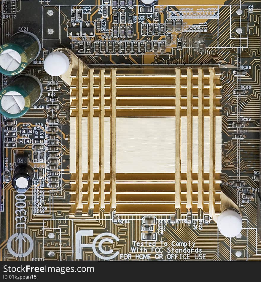 Macro of printed circuit board - computer motherboard. Macro of printed circuit board - computer motherboard