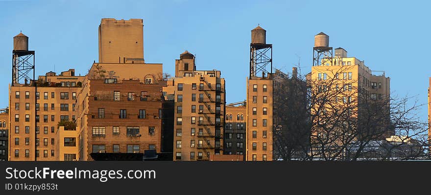 Panoramic of buildings at west side of Manhattan. Panoramic of buildings at west side of Manhattan