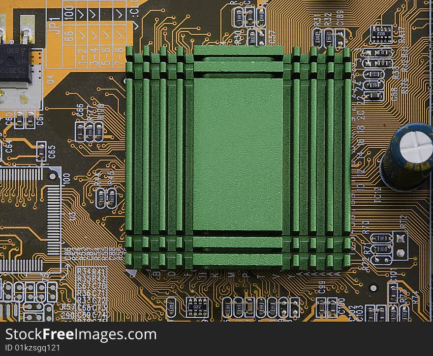 Macro of printed circuit board - computer motherboard. Macro of printed circuit board - computer motherboard