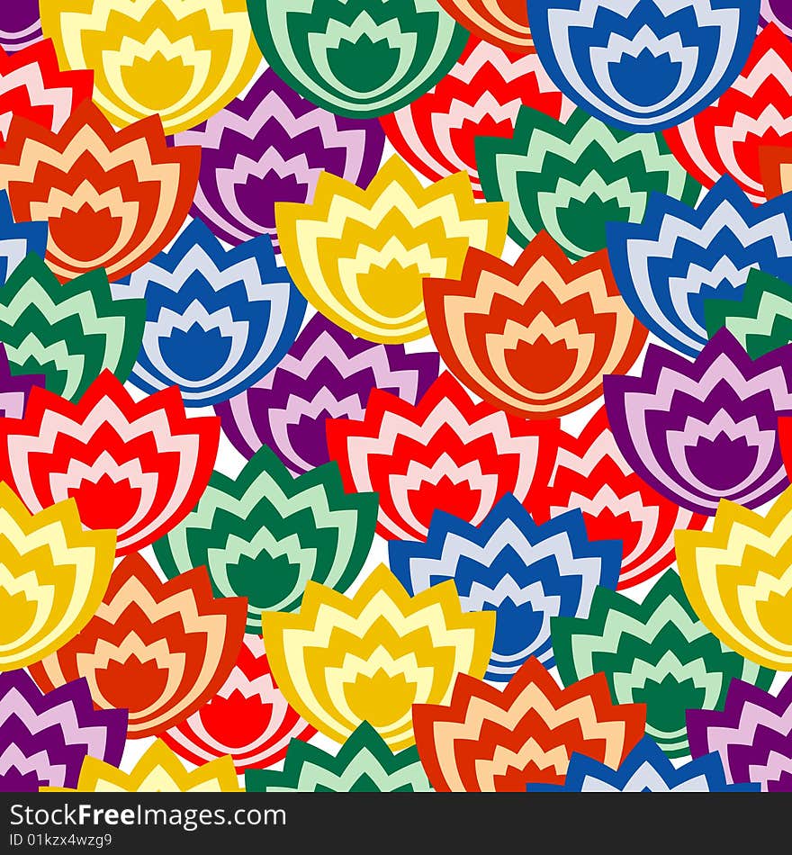 Vivid, colorful, repeating flower seamless background. Vivid, colorful, repeating flower seamless background