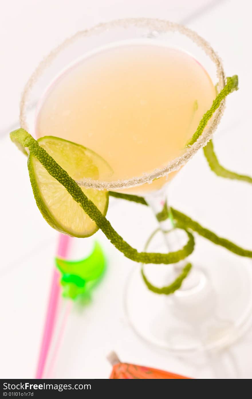 Drink series: fresh lime cocktail with sugar ring