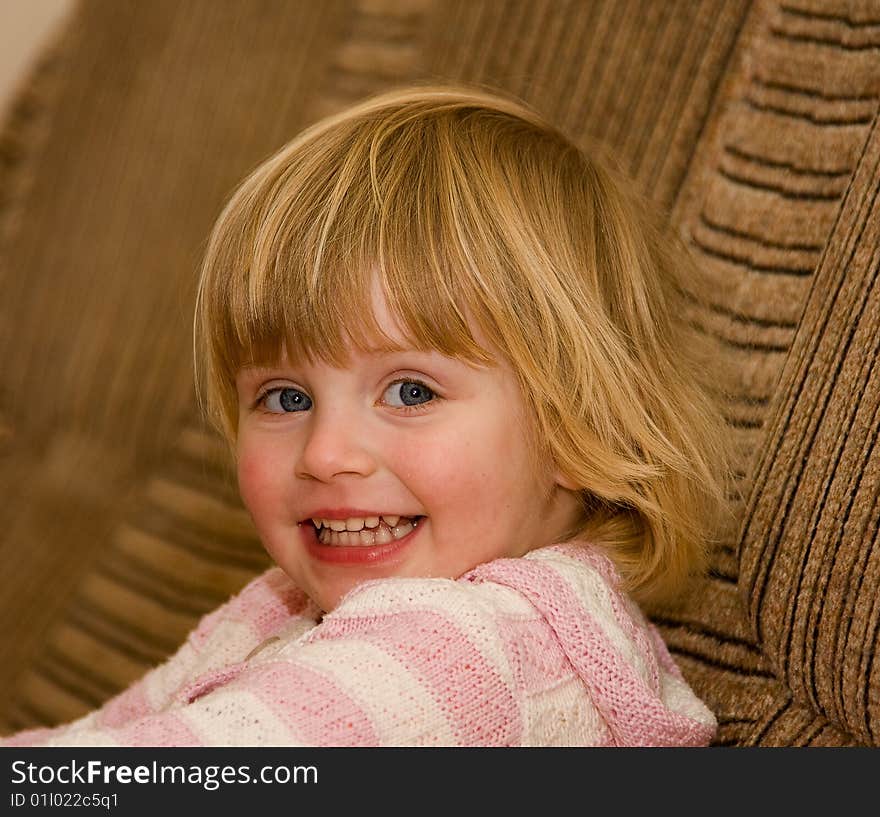 Close-up portrait of happy smiling baby