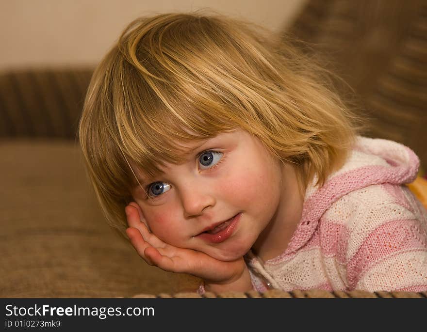 Close-up portrait of happy smiling baby