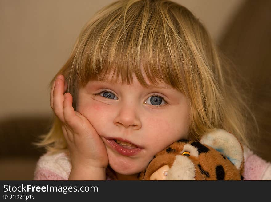 Close-up portrait of happy smiling baby