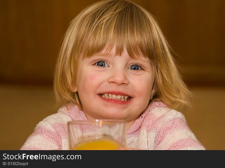 Close-up portrait of happy smiling baby