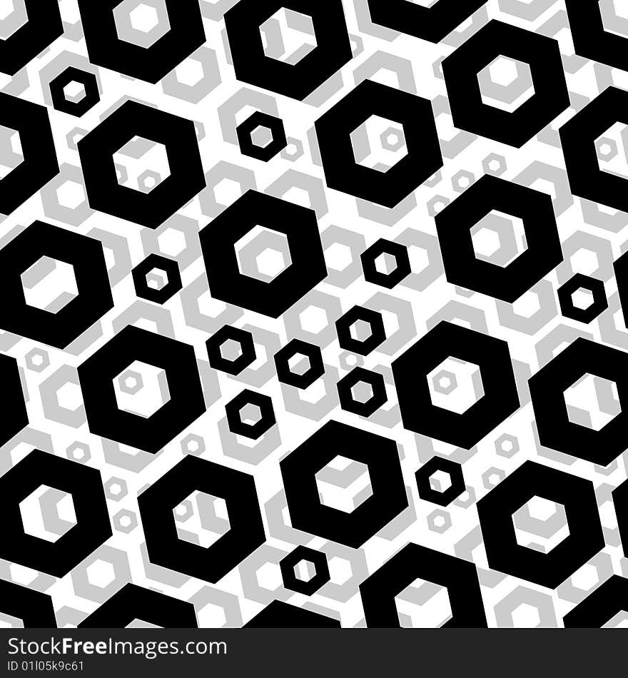 Seamless hexagon vector pattern on white. Seamless hexagon vector pattern on white