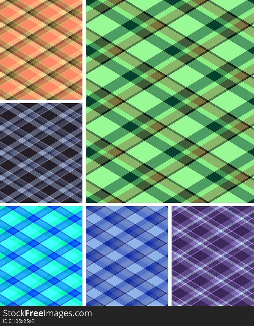 Collection of seamless plaid patterns. Volume 11