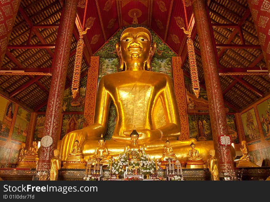 Buddha image of Wat Jet Yod, Chaing Rai province, north of Thailand