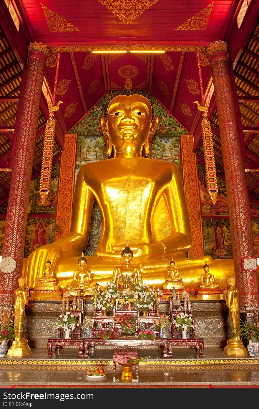 Buddha image of Wat Jet Yod, Chaing Rai province, north of Thailand