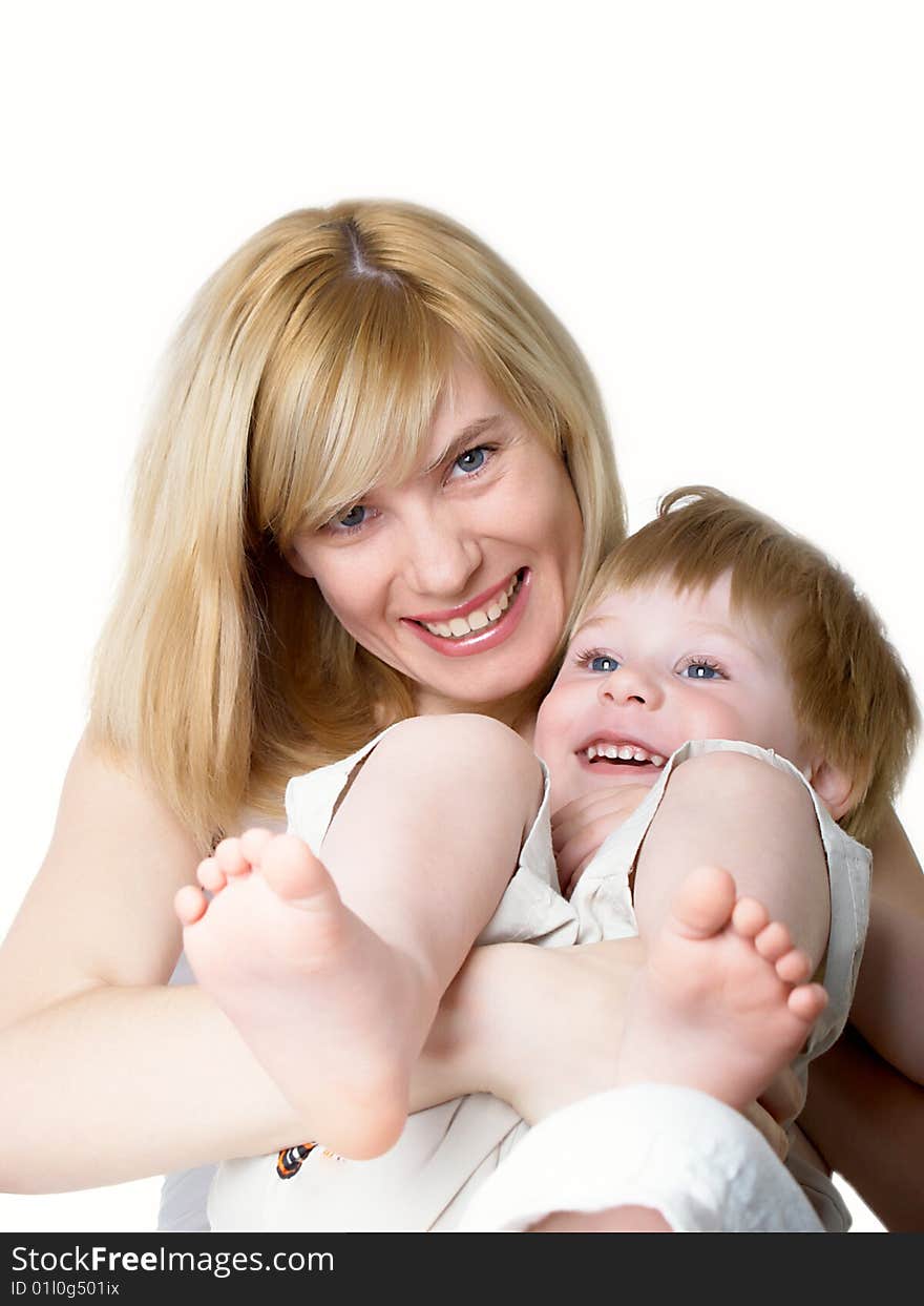 The little boy with mum of the house. The little boy with mum of the house