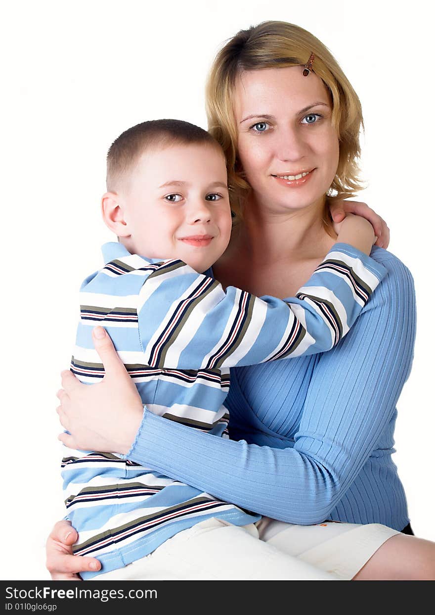 The little boy with mum on the isolated. The little boy with mum on the isolated