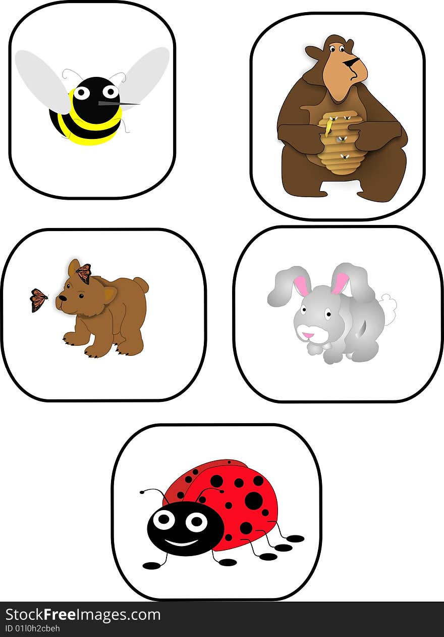 Children's animal icons, cute and cuddly and fun to look at.. for icons, cards, signs and so on. Children's animal icons, cute and cuddly and fun to look at.. for icons, cards, signs and so on...