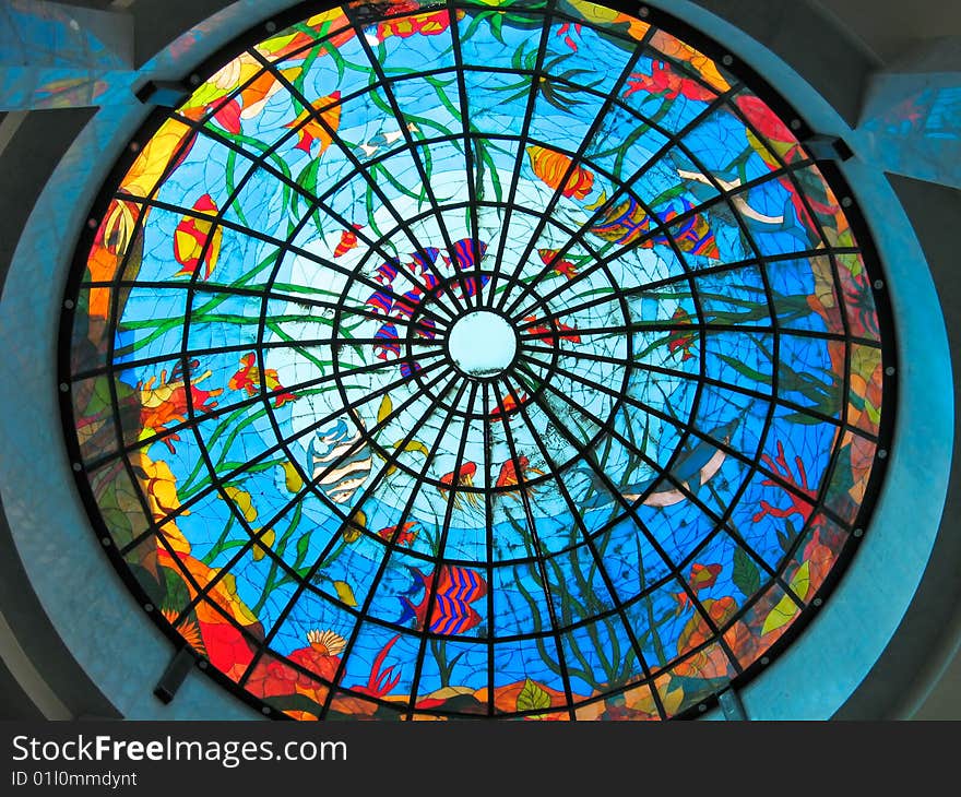 Stained-glass dome (color photo).