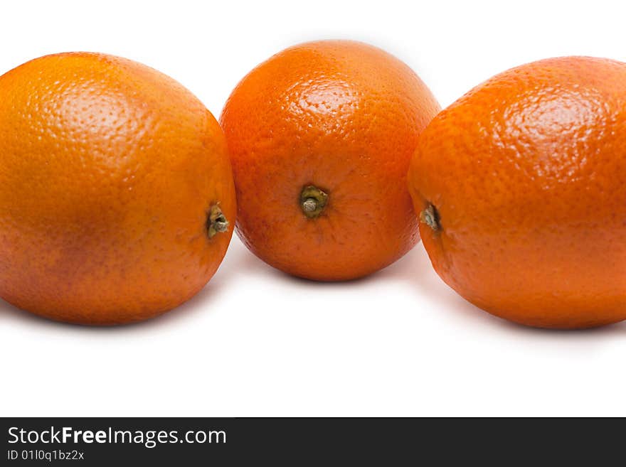 Three oranges, invoice of the skin insulated on white background