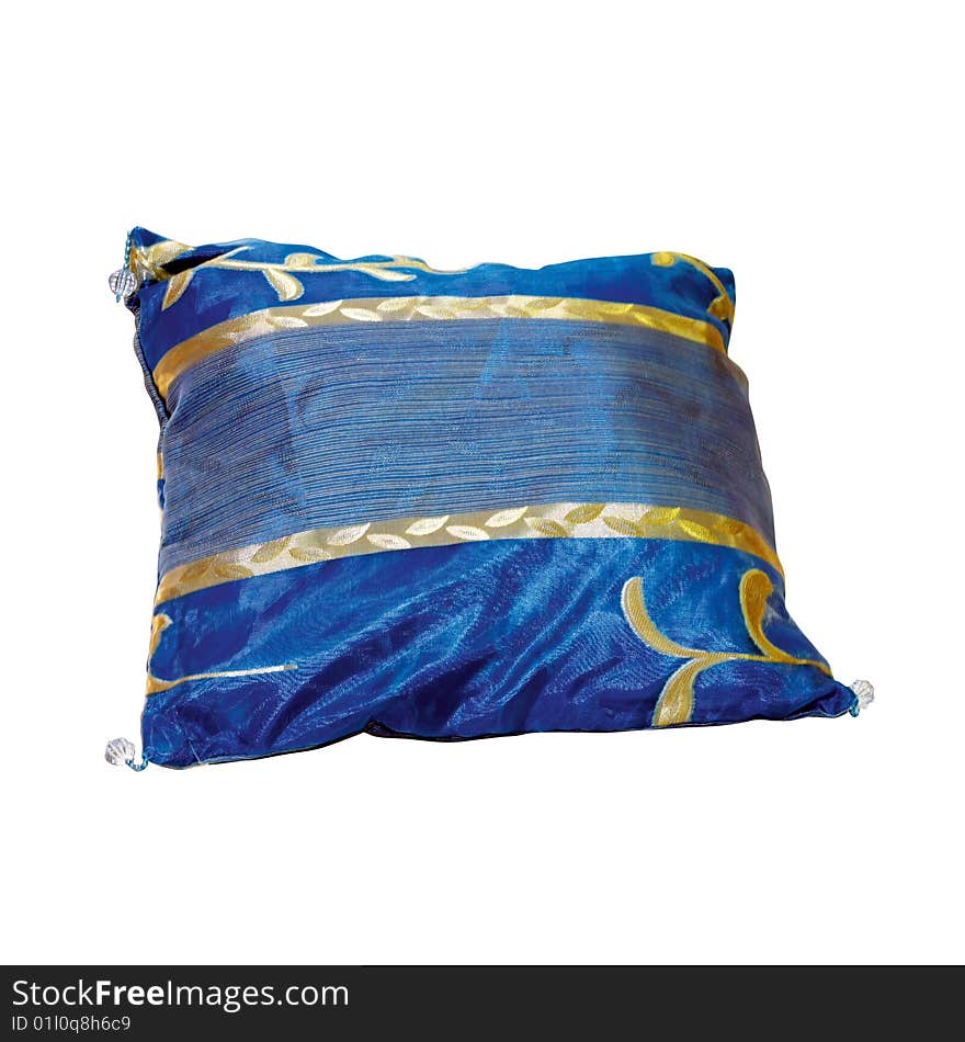 Blue straps pillow isolated included clipping path. Blue straps pillow isolated included clipping path