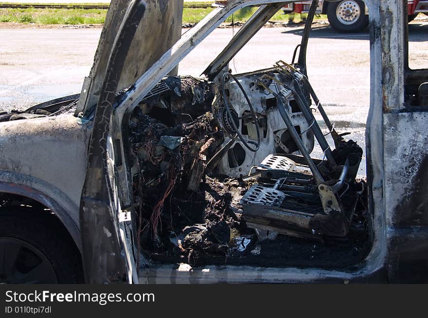 Burned Out Truck Interior