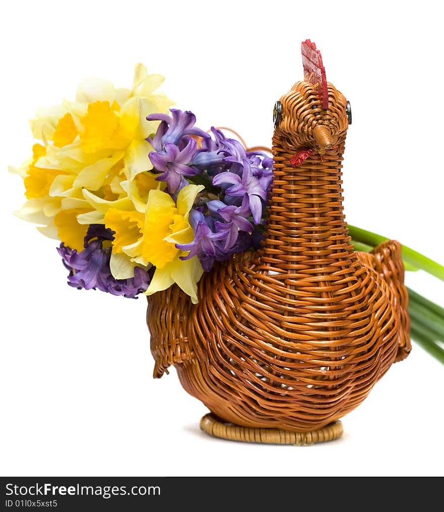 Spring Flowers In Basket