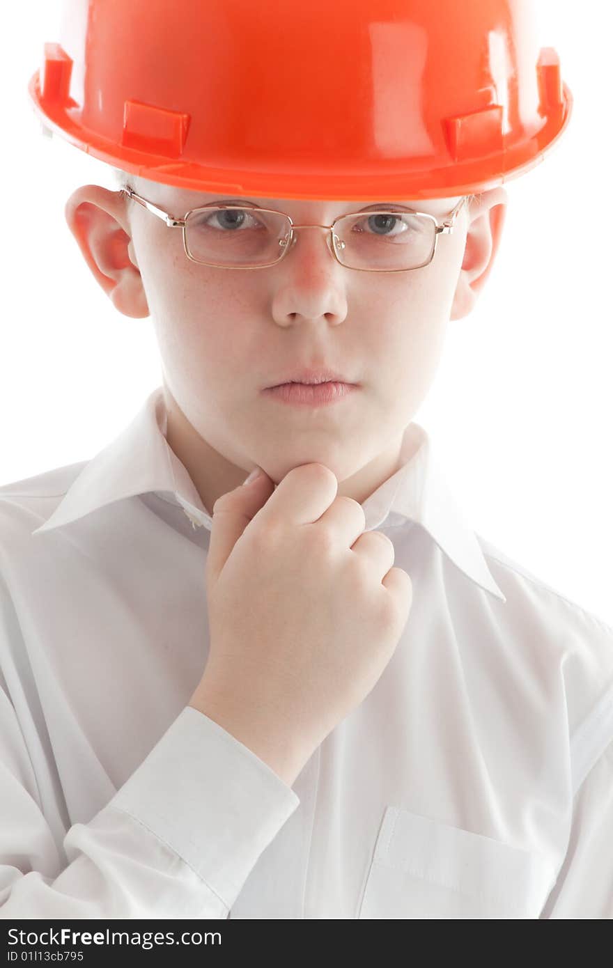 Pensive Teenager In Protective Helmet