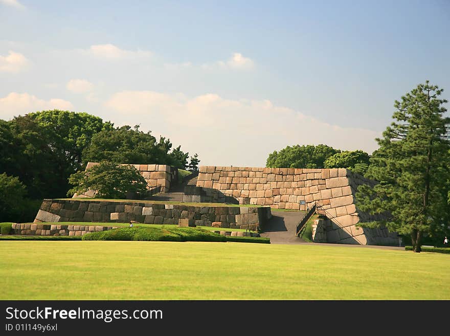 Ancient Tokyo palace in a parc