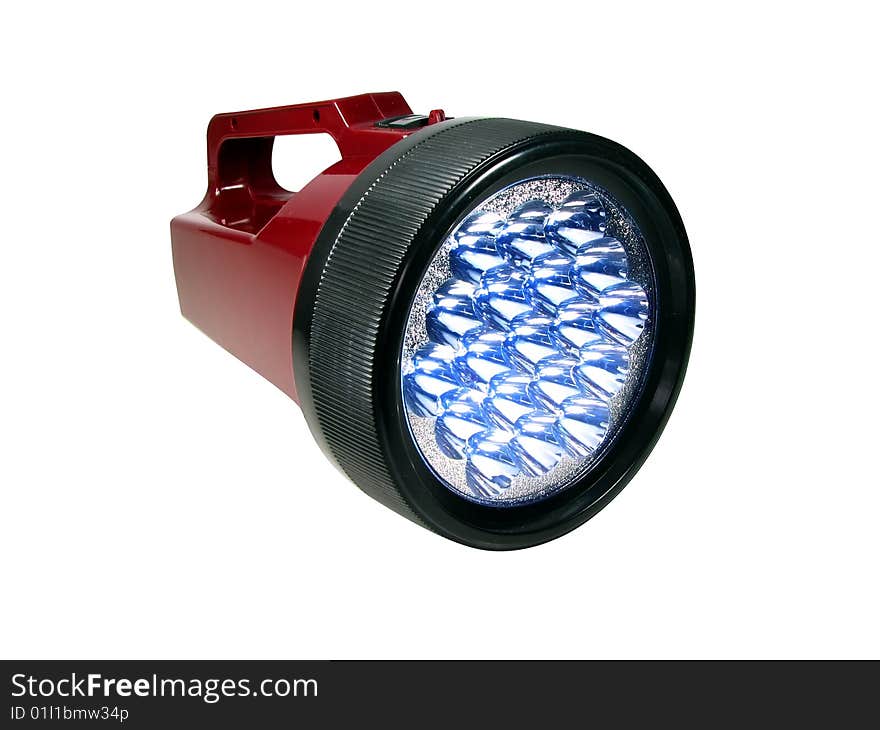 Plastic lantern with LED on the isolated white background