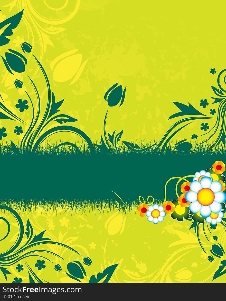 Green floral background with place for your text