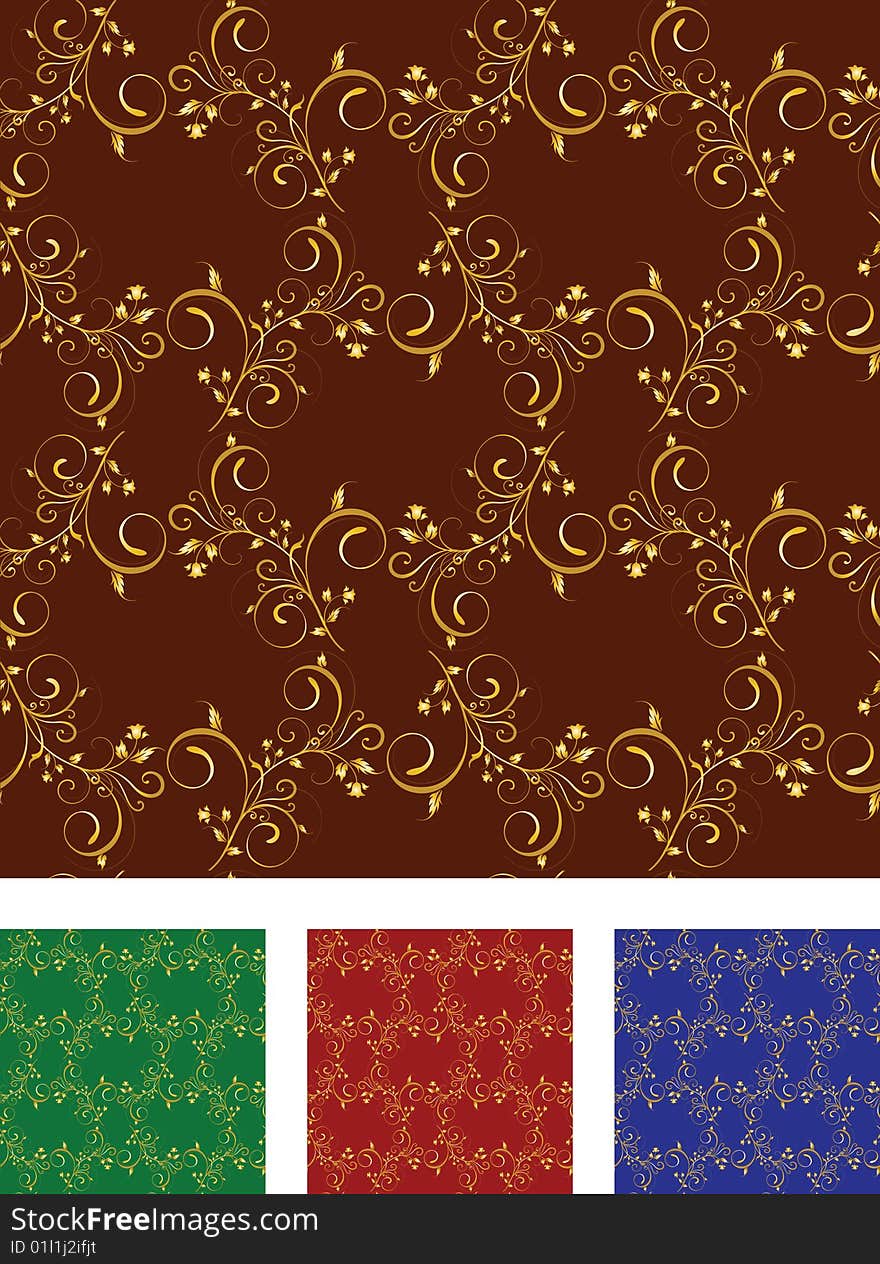 Seamless original wallpaper tile with scrolling leaf pattern. Seamless original wallpaper tile with scrolling leaf pattern.