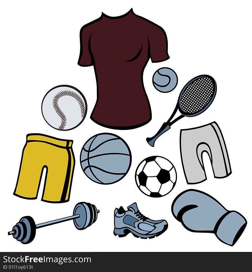 Vector illustration of man accessories set related to sport life style.