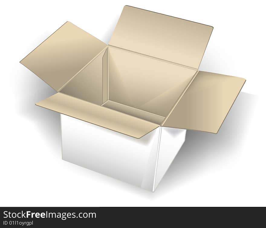 Empty cardboard box isolated over white background, vector illustration