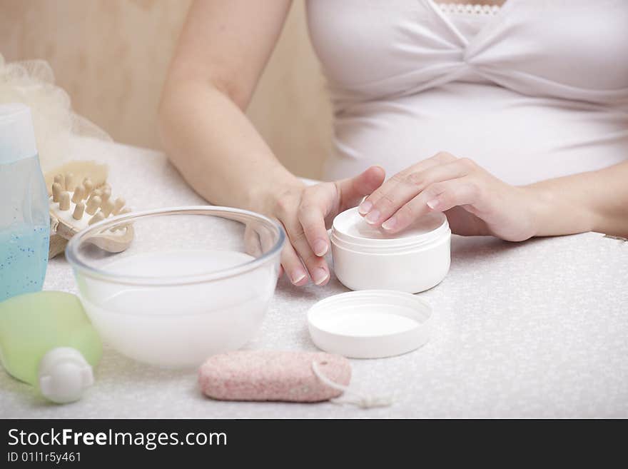 Young woman hands on spa treatment. Young woman hands on spa treatment