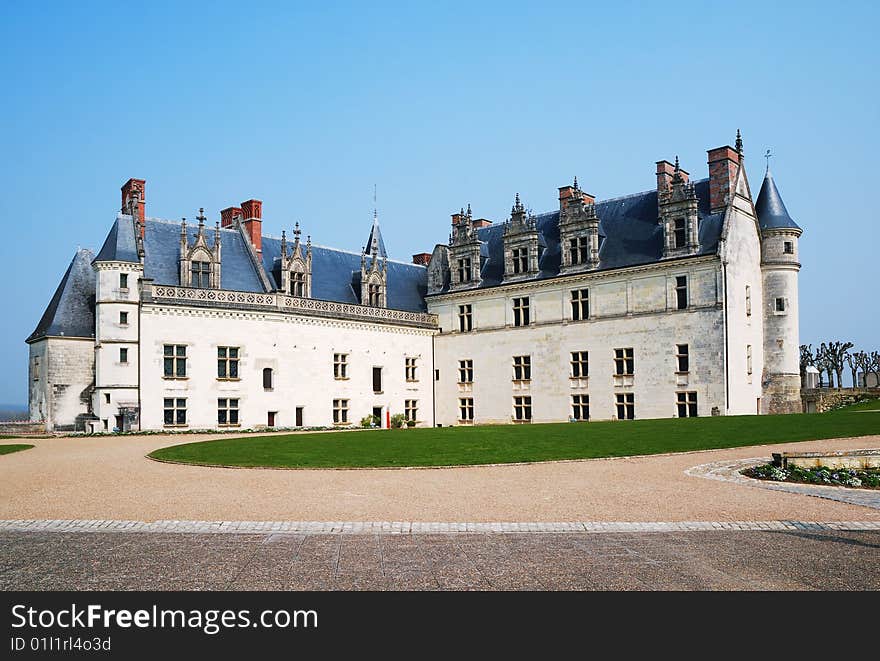 Medieval chateau against blue sky. Medieval chateau against blue sky