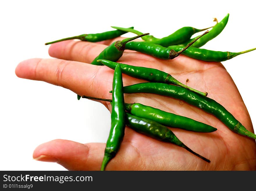 Close up capture on hand hold red spicy chili. Close up capture on hand hold red spicy chili