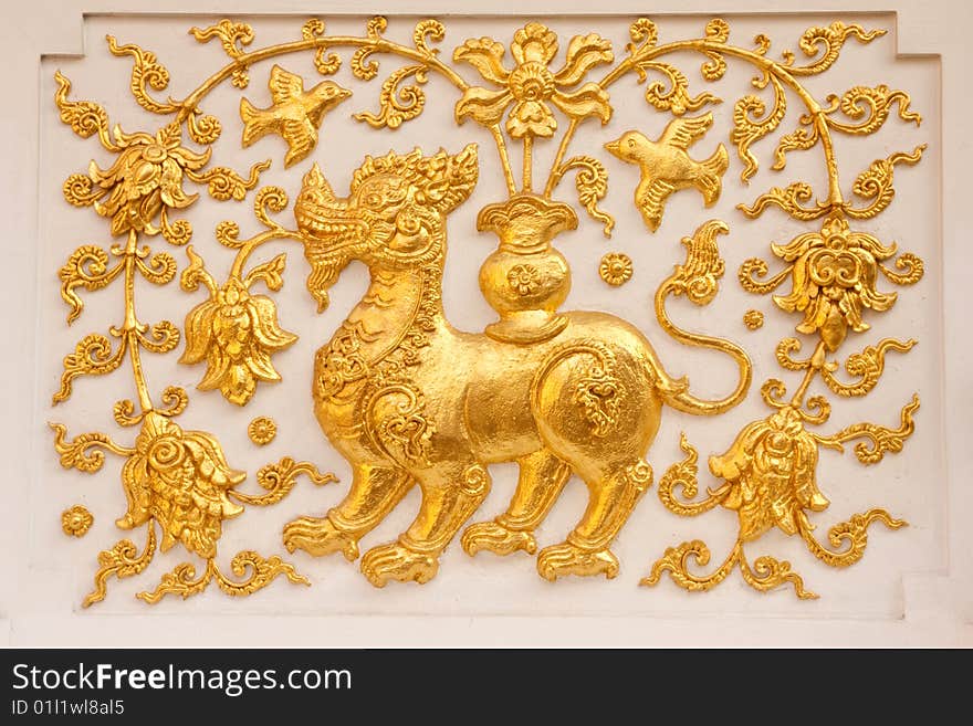 Lion in traditional Thai style molding art