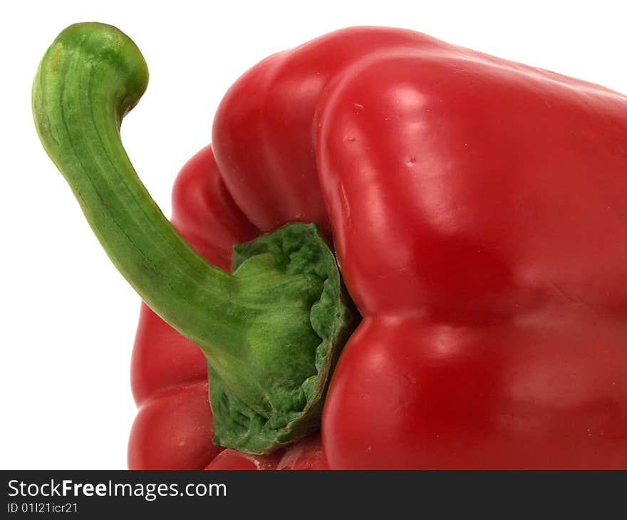 Red pepper a paprika on a white background. A close up.