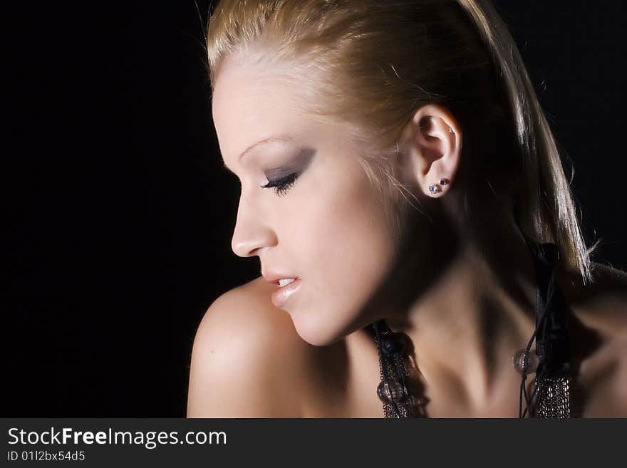 Beautiful blond women eyes closed