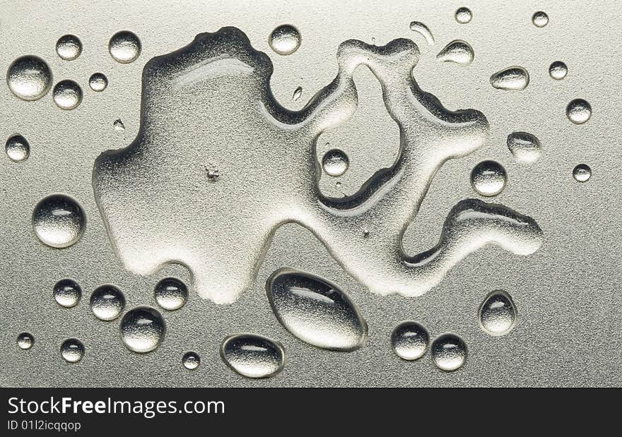 Water-drops on silver metal