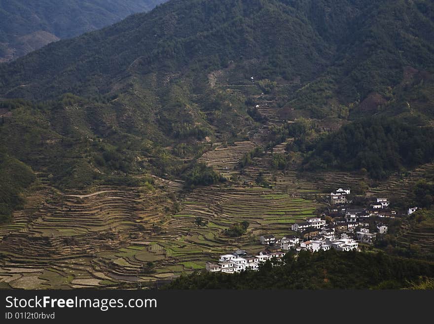 Village with the terraces in the south of china