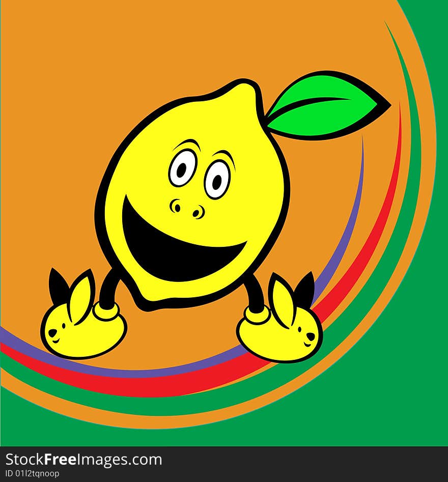 Vector illustration of funny and cute lemon