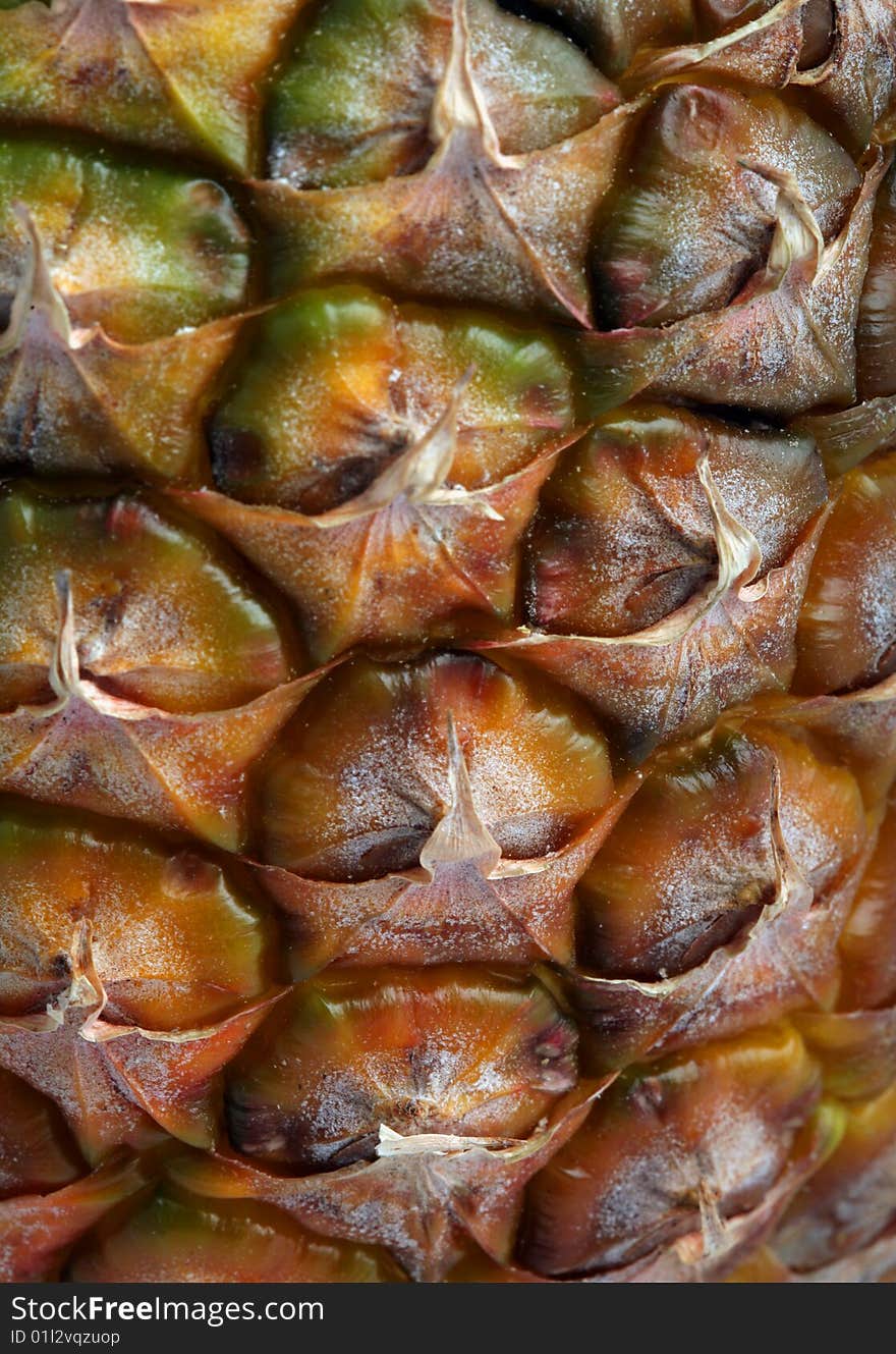 Closeup of fresh brown-yellow pineapple texture