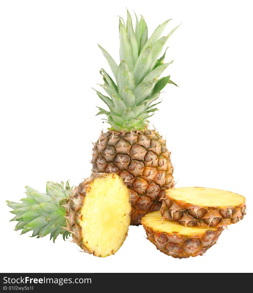 Nice fresh pineapples isolated over white with clipping path