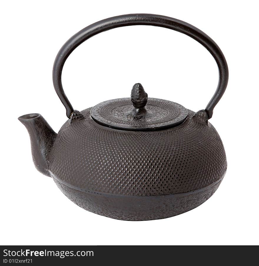 Typical asian teapot on white background. With clipping path.