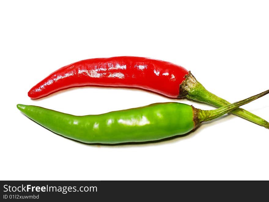 Close up capture on green and red spicy chili. Close up capture on green and red spicy chili