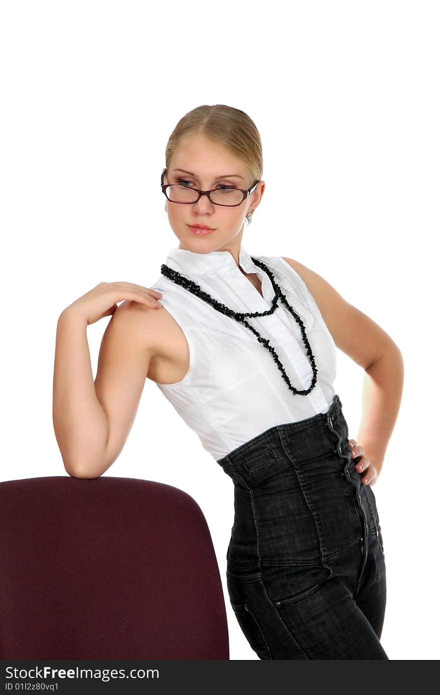 Office working woman on a white background