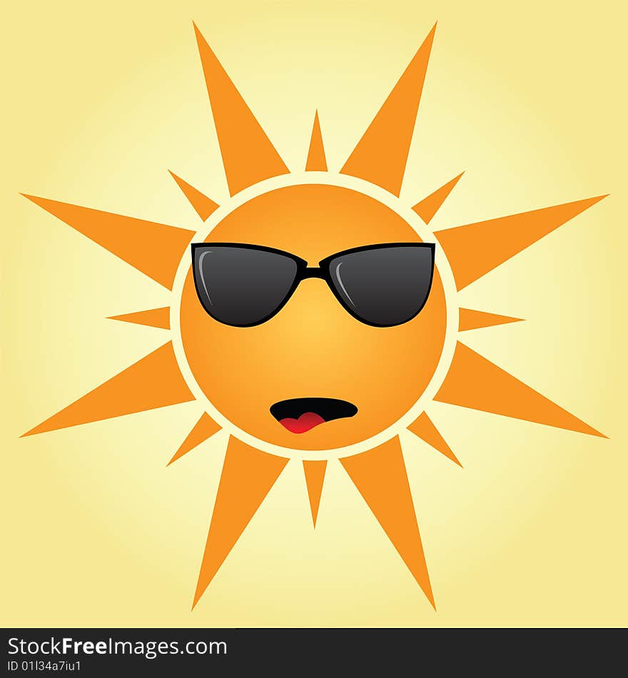 Vector illustration of sun with sunglasses