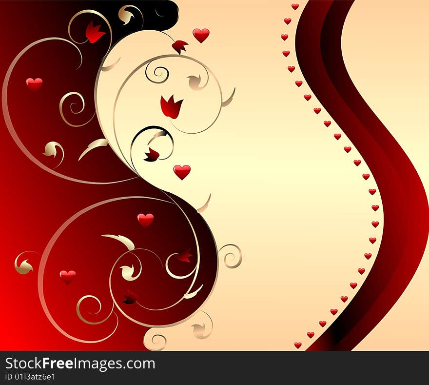 Abstract floral design background with hearts