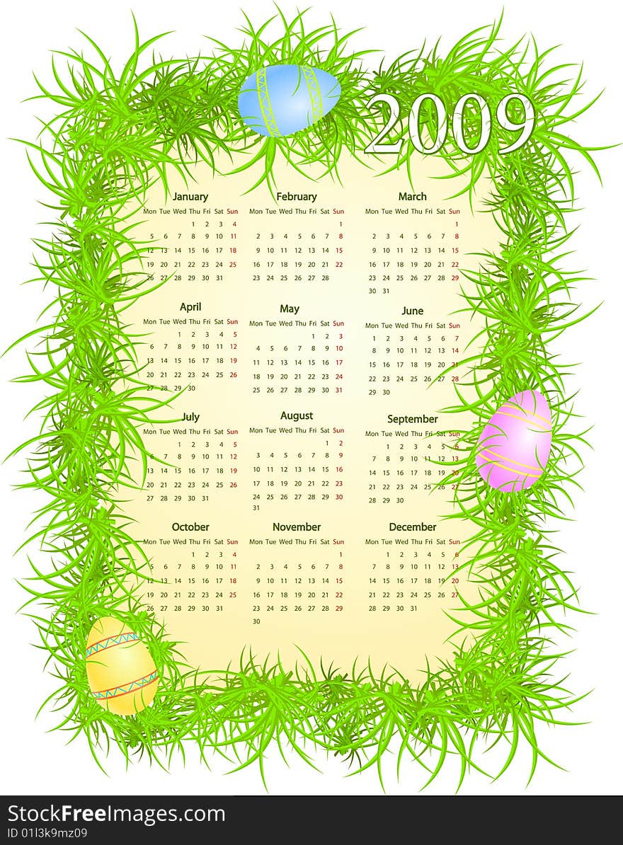 Vector Illustration Of Easter Calendar