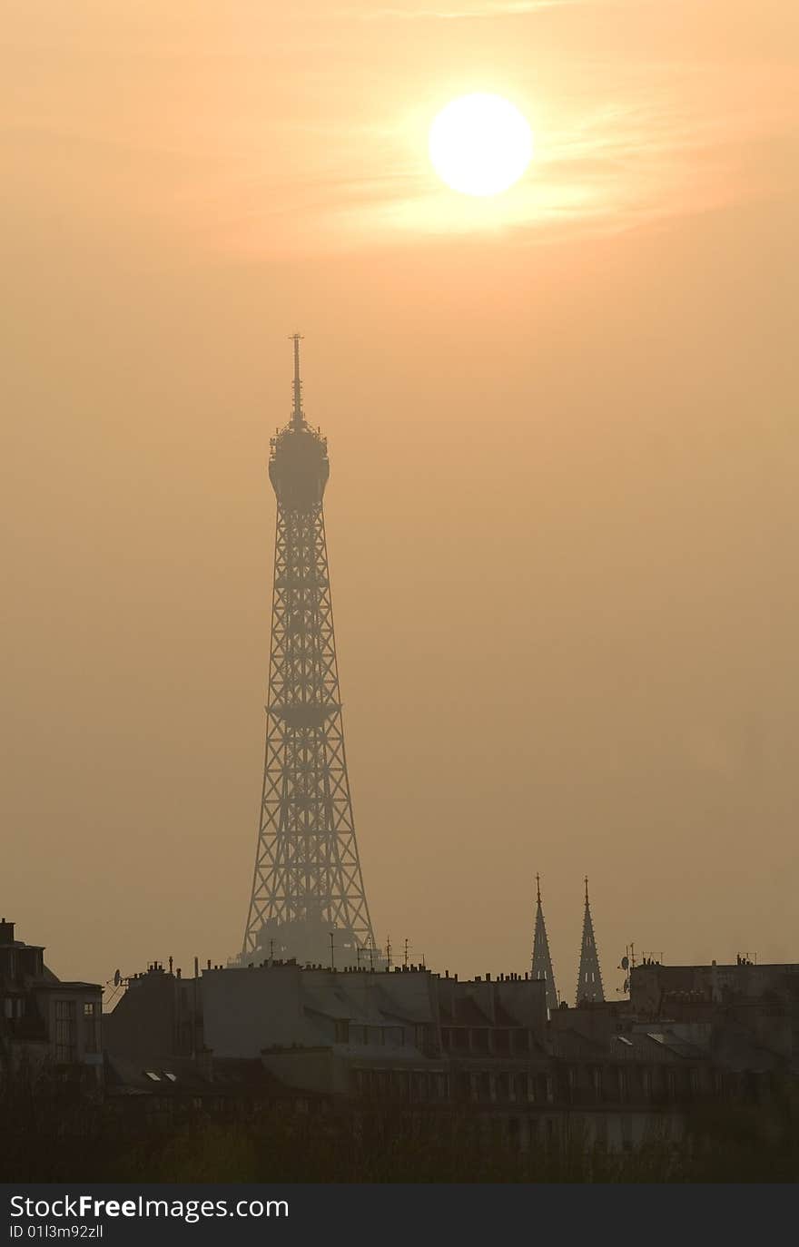 Eiffel tower at sunset, Paris