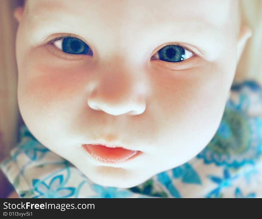 Close up portrait of cute baby