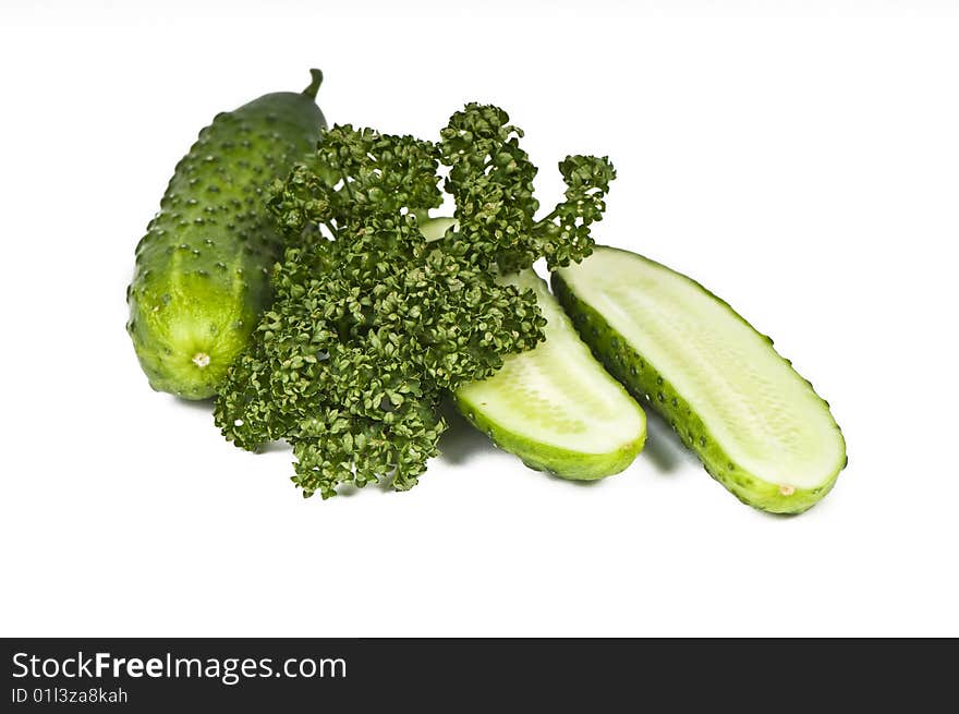 Cutted Cucumbers And Parsley