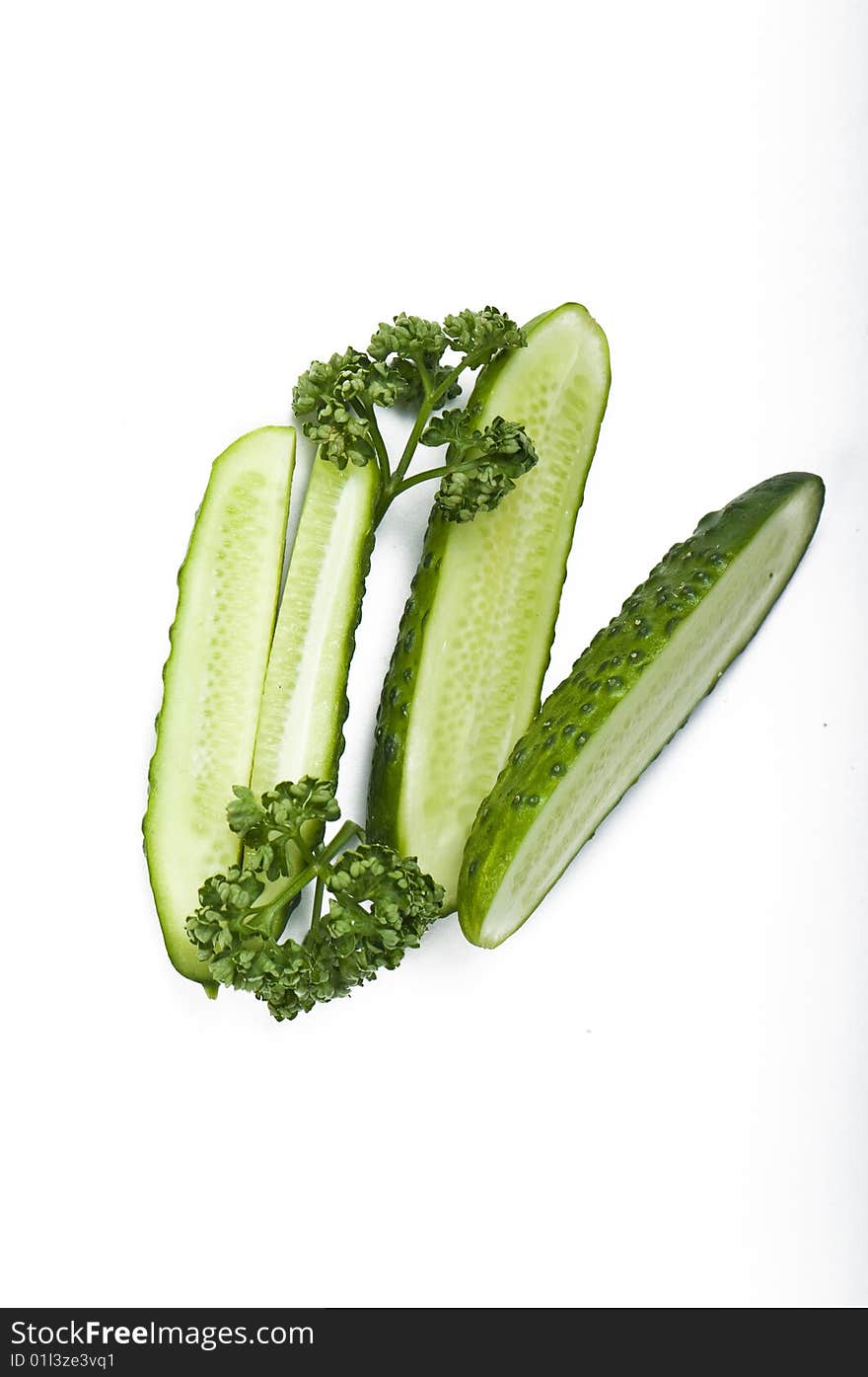 Cutted Cucumbers And Parsley