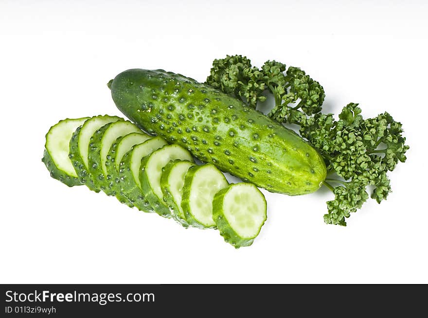 Cutted Cucumbers And Parsley